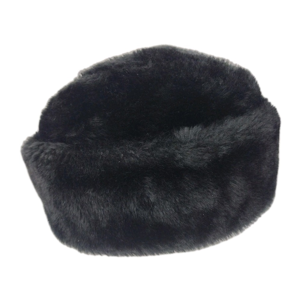 Vintage LER Black Faux Fur Fuzzy Cuff/ Bucket Hat Quilt Lined SZ Small 90's Y2K